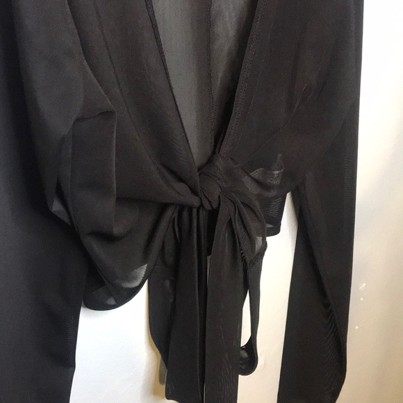 3/$15 Forever21 Black Mesh Wrap Around Crop Top M - Picture 3 of 5